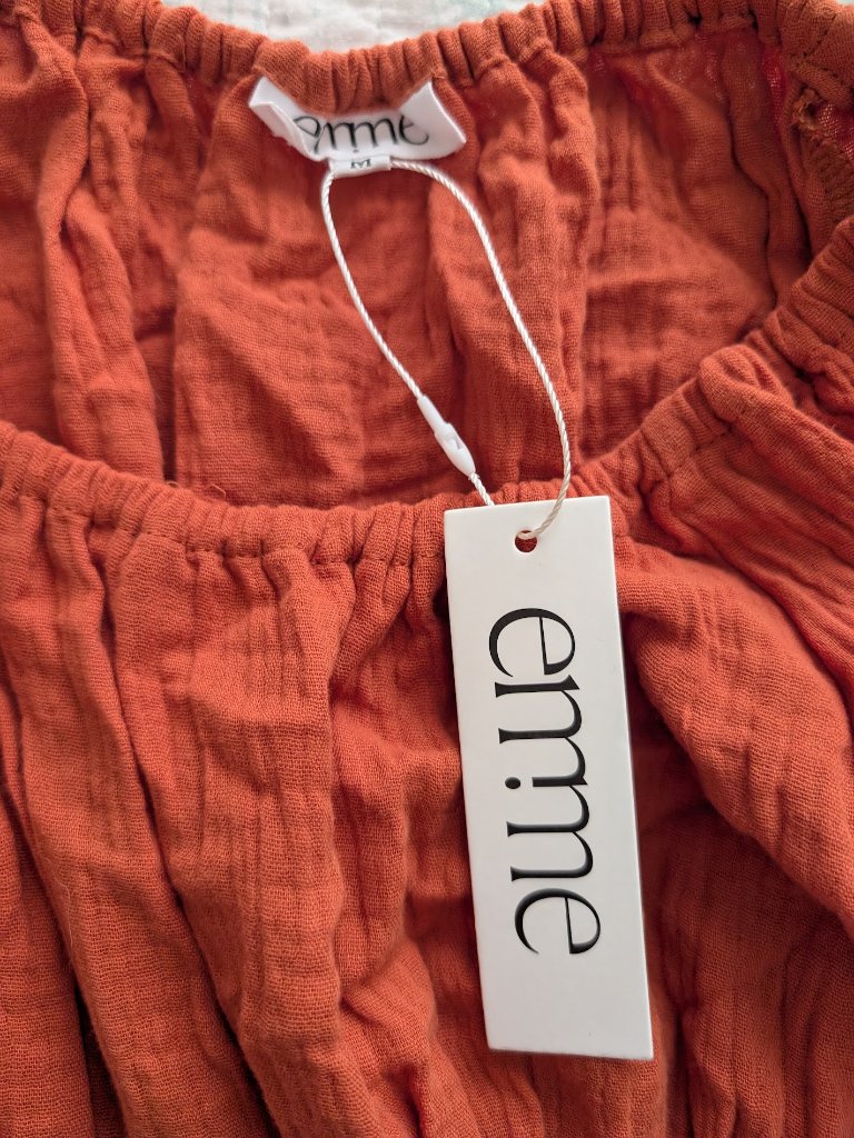 Nwt Emme Mama Eliza Maternity Dress Orange-Coral Cotton Gauze Size M — image 3 of 8